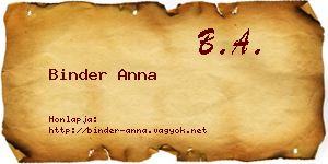 Binder Anna névjegykártya